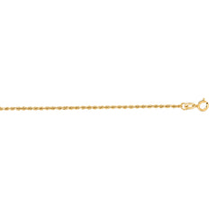 14K Yellow Gold 24 1.4mm Diamond Cut Royal Rope Chain with Spring Ring Clasp