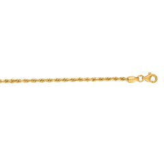 14K Yellow Gold 22 2mm Diamond Cut Royal Rope Chain with Lobster Lock