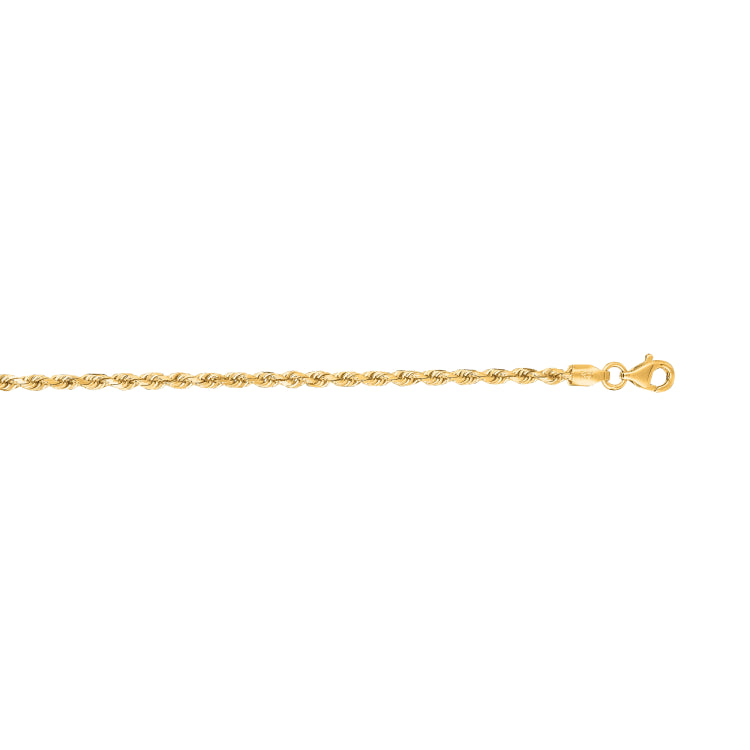 14K Yellow Gold 24 2.5mm Diamond Cut Royal Rope Chain with Lobster Lock