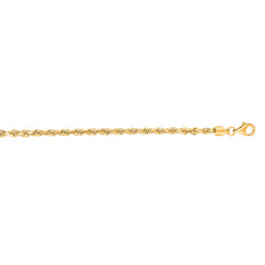 14K Yellow Gold 22 3mm Diamond Cut Royal Rope Chain with Lobster Lock