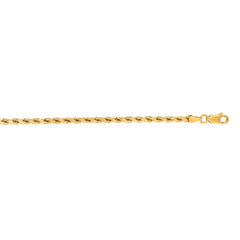 14K Yellow Gold 20 3.5mm Diamond Cut Royal Rope Chain with Lobster Lock