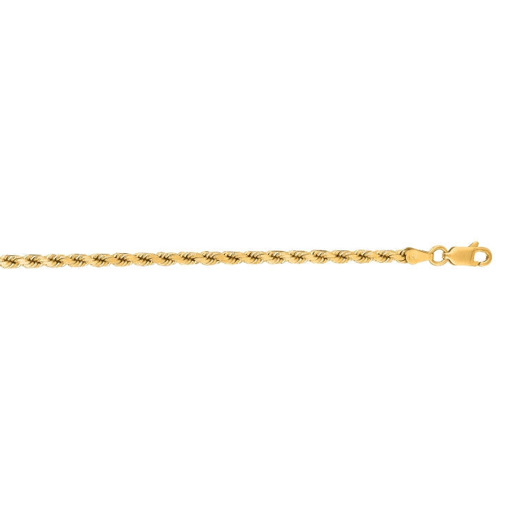 14K Yellow Gold 30 3.5mm Diamond Cut Royal Rope Chain with Lobster Lock