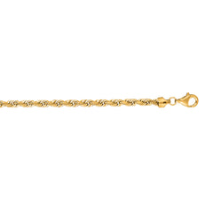 14K Yellow Gold 22 5mm Diamond Cut Royal Rope Chain with Lobster Lock