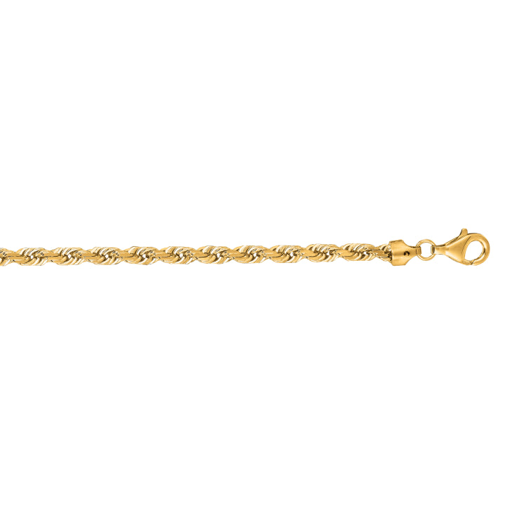 14K Yellow Gold 30 5mm Diamond Cut Royal Rope Chain with Lobster Lock