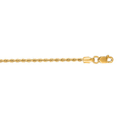 14K Yellow Gold 1.5mm Rope 16 Chain with Lobster Lock