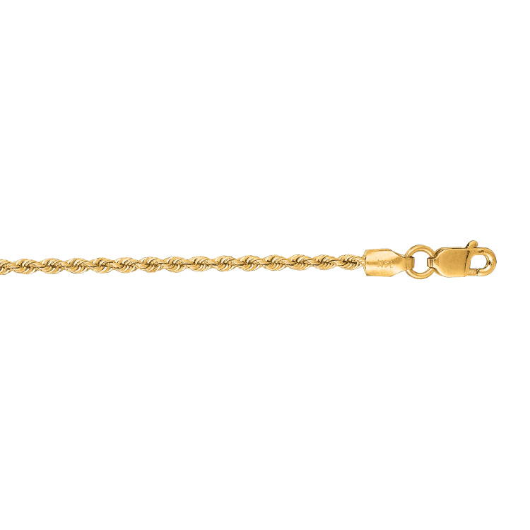 14K Yellow Gold 1.5mm Rope 24 Chain with Lobster Lock
