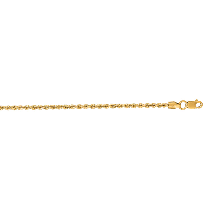 14K Yellow Gold 1.8mm Rope 16 Chain with Lobster Lock