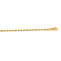 14K Yellow Gold 2.5mm Rope 20 Chain with Lobster Lock