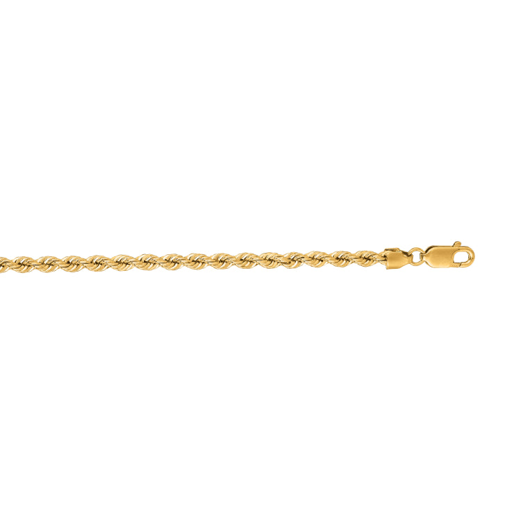 14K Yellow Gold 3mm Rope 30 Chain with Lobster Lock