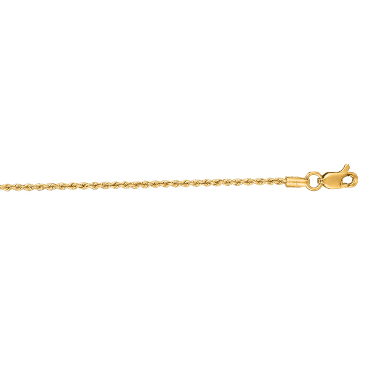 14K Yellow Gold 1.3mm Rope 24 Chain with Lobster Lock