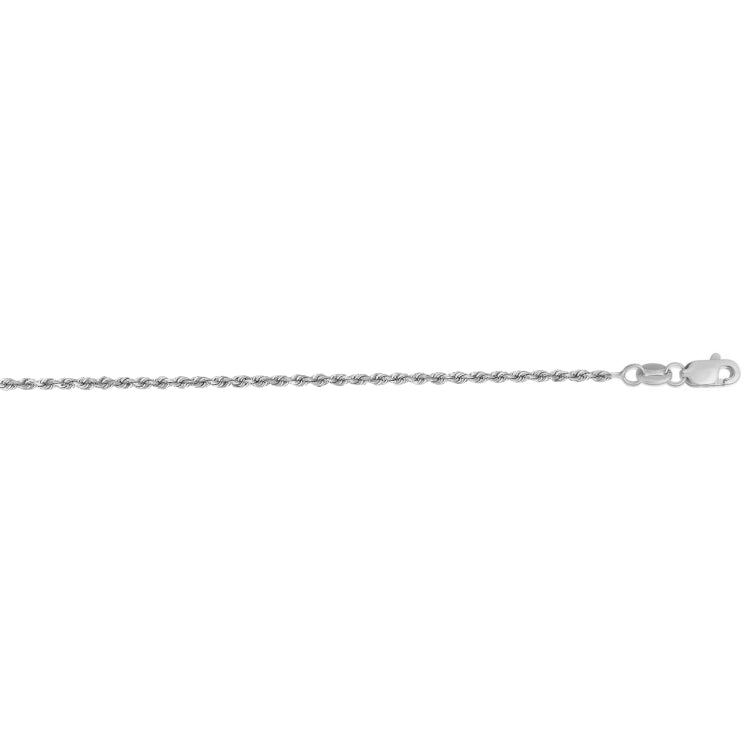 14K White Gold 16 1.4mm Diamond Cut Royal Rope 16 Chain with Lobster Lock