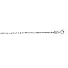 14K White Gold 1.4mm Diamond Cut Royal Rope 24 Chain with Spring Ring Clasp