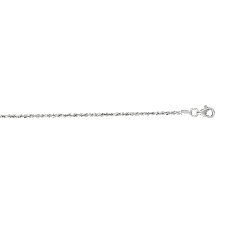 14K White Gold 1.6mm Diamond Cut Royal Rope 16 Chain with Lobster Lock