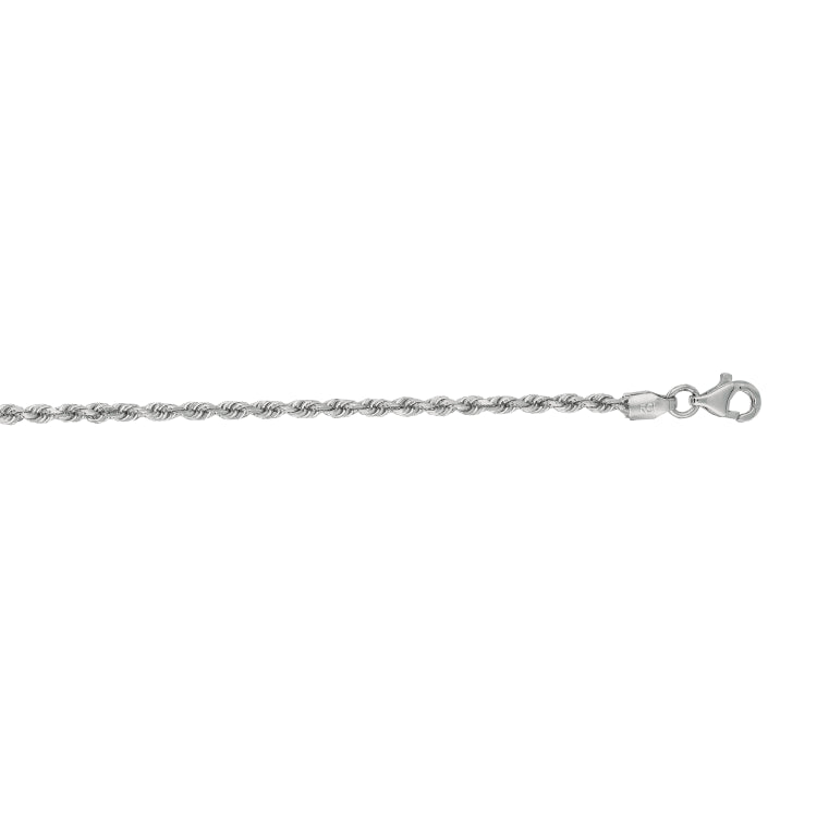 14K White Gold 2mm Diamond Cut Royal Rope 16 Chain with Lobster Lock