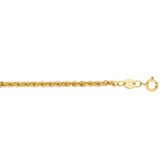 14K Yellow Gold 2mm Lite Rope 16 Chain with Lobster Lock