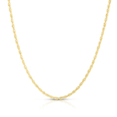14K Yellow Gold 2.5mm Lite Rope 16 Chain with Lobster Lock