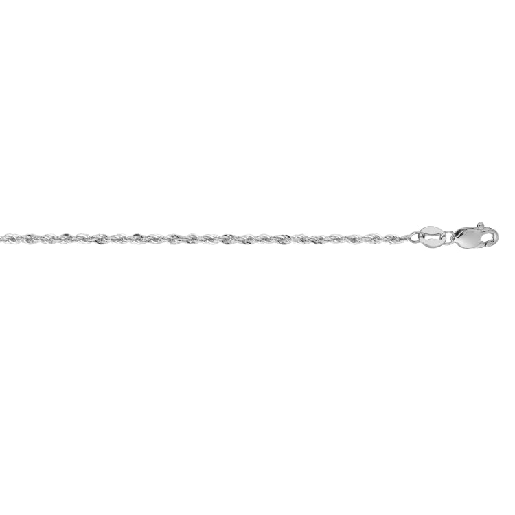 14K White Gold 1.5mm Lite Rope 16 Chain with Lobster Lock