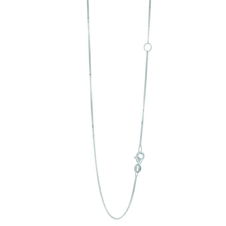 14K White Gold 0.8mm Extendable Box 18 Chain (Jump Ring at 16 inch) with Lobster Lock