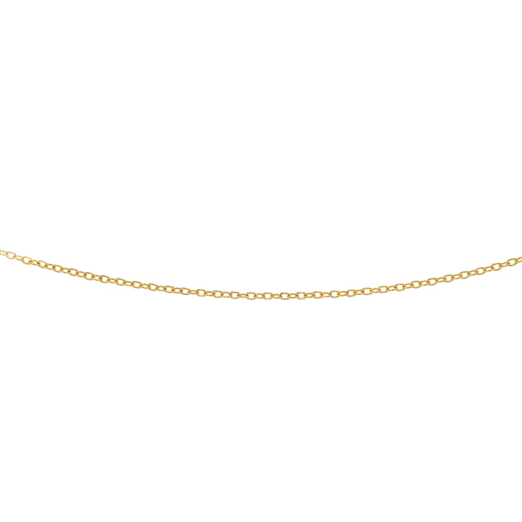 14K Yellow Gold 2.5mm Textured Cable 20 Chain with Lobster Lock