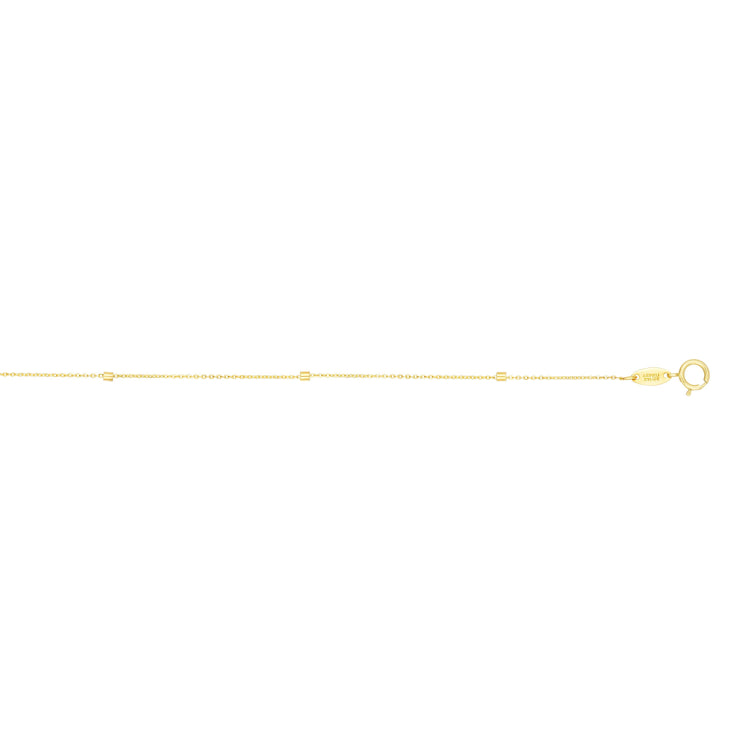 14K Yellow Gold 1.5mm Polished Cube Saturn 16 Chain with Spring Ring