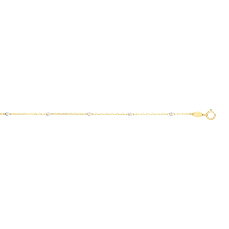 14K Yellow Gold 1.8mm Diamond Cut Bead Saturn 16 Chain with Spring Ring