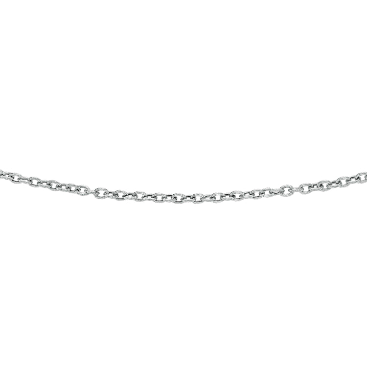14K White Gold 2.9mm Textured Cable 18 Chain with Lobster Lock
