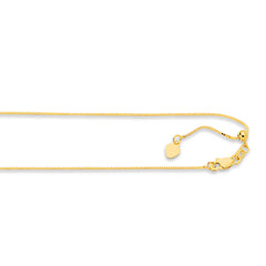 14K Yellow Gold 0.68mm Adjustable Box 22 Chain with Lobster Lock