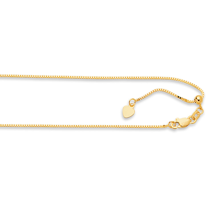 14K Yellow Gold 0.85mm Adjustable Box 30 Chain with Lobster Lock