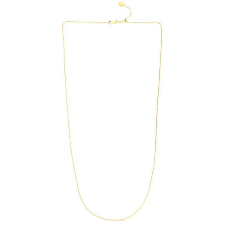 14K Yellow Gold 1.1mm Adjustable Diamond Cut Cable 22 Chain with Lobster Lock