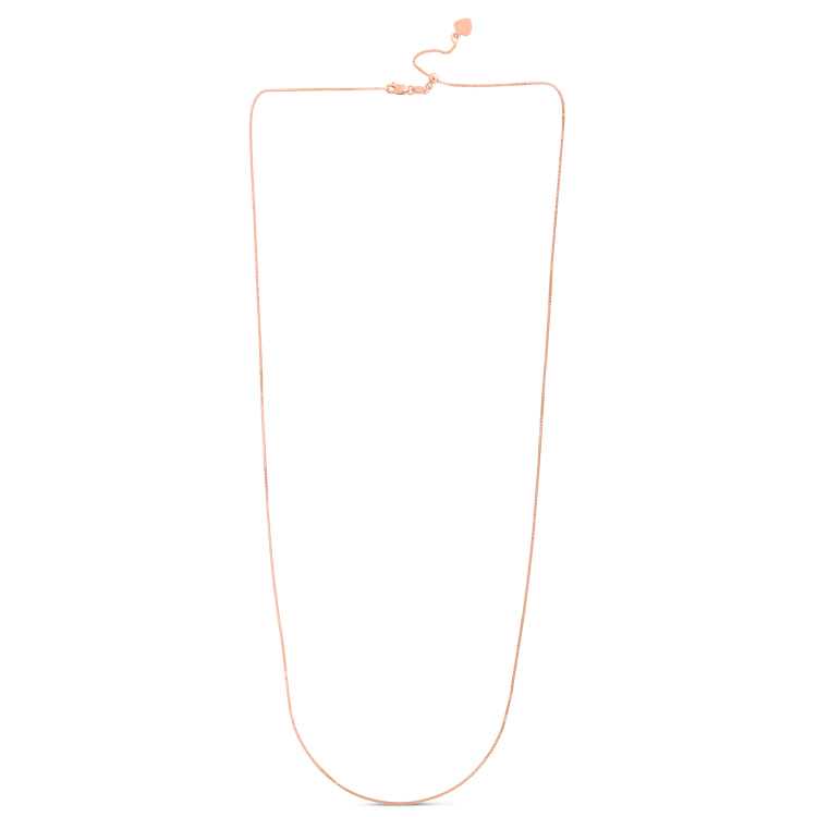 14K Rose Gold 0.68mm Adjustable Box 22 Chain with Lobster Lock