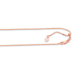 14K Rose Gold 0.85mm Adjustable Box 22 Chain with Lobster Lock