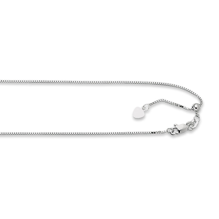 14K White Gold 0.85mm Adjustable Box 22 Chain with Lobster Lock