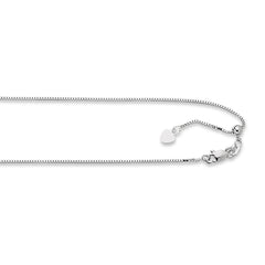 14K White Gold 0.85mm Adjustable Box 22 Chain with Lobster Lock