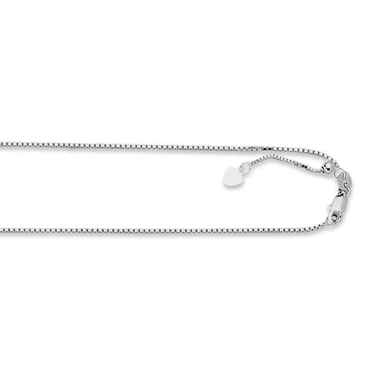 14K White Gold 0.94mm Adjustable Box 22 Chain with Lobster Lock