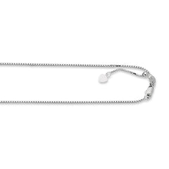 14K White Gold 0.94mm Adjustable Box 22 Chain with Lobster Lock