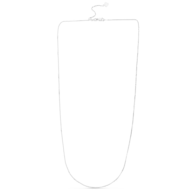 14K White Gold 1.1mm Adjustable Cable 22 Chain with Lobster Lock