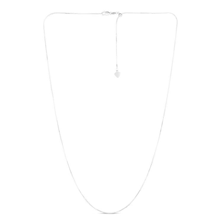 14K White Gold 0.80mm Adjustable Octagonal Snake 22 Chain with Lobster Lock