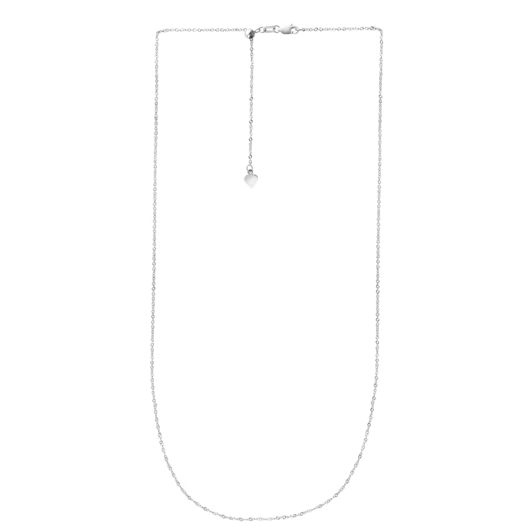 14K White Gold 1.4mm Adjustable Singapore 22 Chain with Lobster Lock
