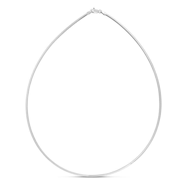 14K White Gold 2mm Classic 18 Omega with Lobster Lock