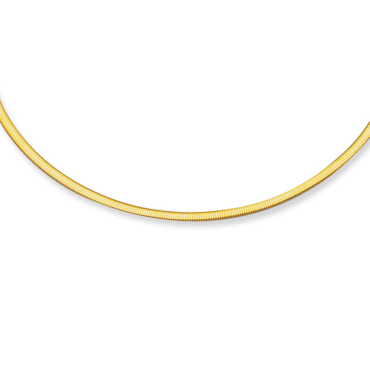 14K Gold 2.5mm Reversible 18 Omega with Lobster Lock