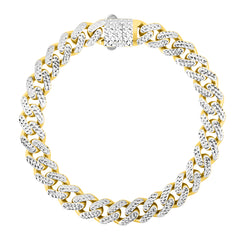 14K Yellow Gold 9.5mm White Pave Lite Miami Cuban 22 Chain Necklace