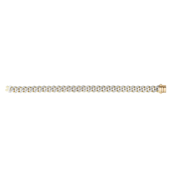 14K Yellow Gold 9.5mm Lite Miami Cuban 8 Bracelet with Diamonds