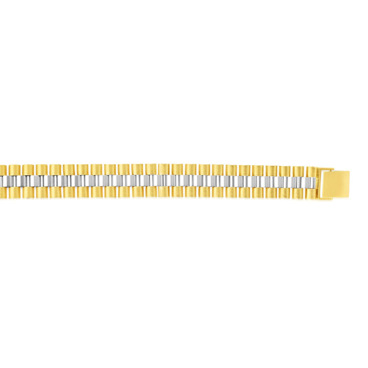 14K Yellow and White Gold 12.3mm Railroad Link 8.5 Bracelet