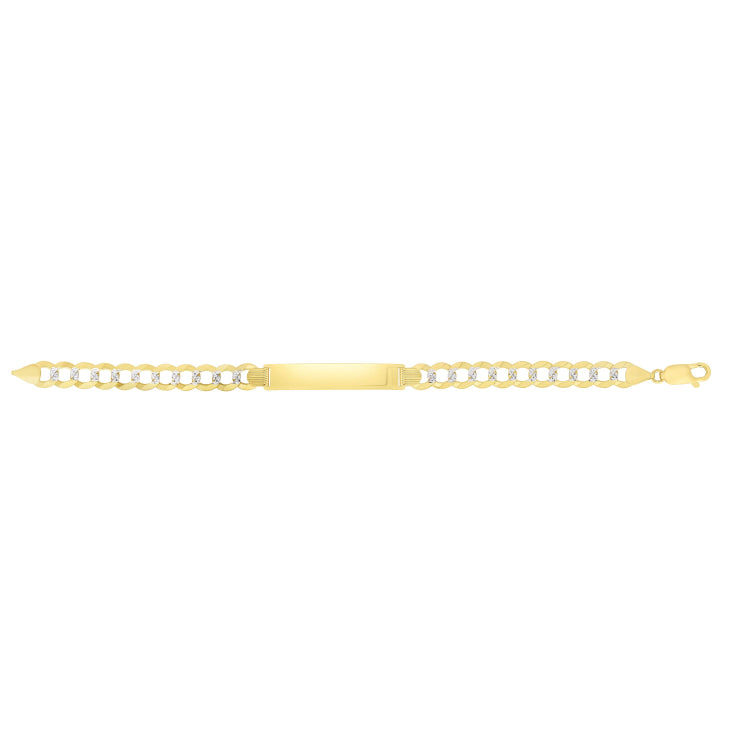 14K Yellow and White Gold 6.7mm Pave Curb ID 8.5 Bracelet