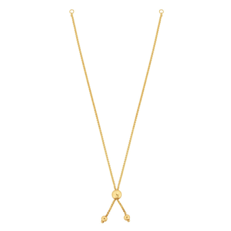 14K Yellow Gold 8 Round Wheat Chain with Ball Slide Friendship Bracelet