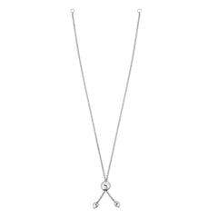 14K White Gold 8 Round Wheat Chain with Ball Slide Friendship Bracelet