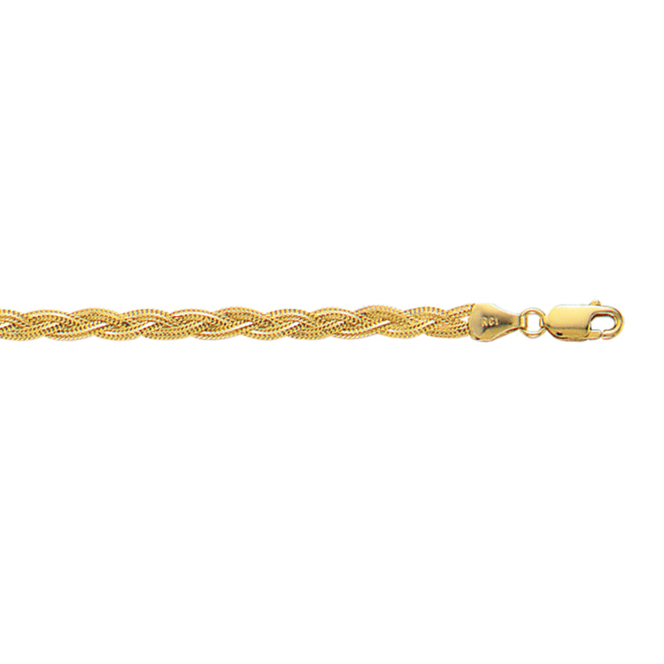 14K Yellow Gold 18 3.5mm Braided Fox Chain