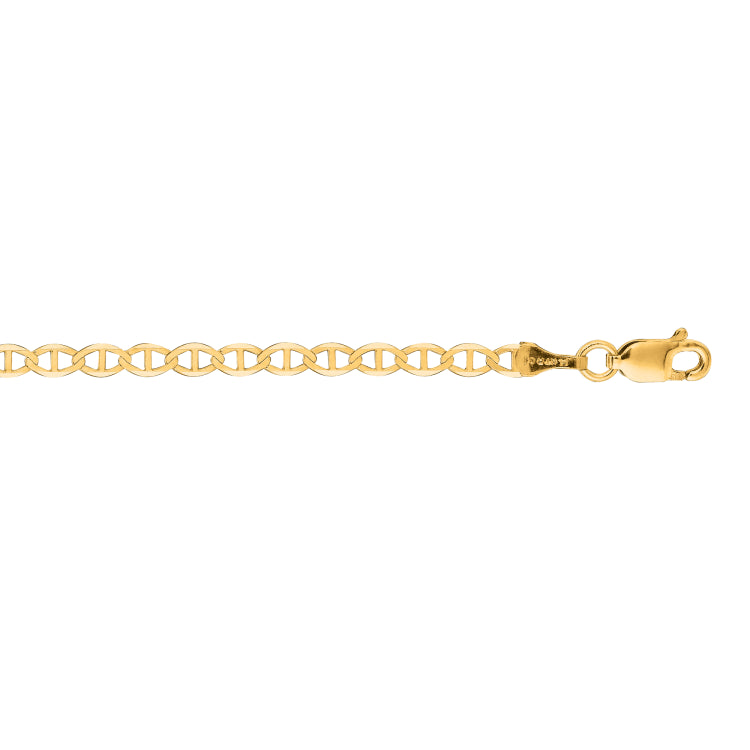 14K Yellow Gold 7 3.2mm Mariner Chain Bracelet