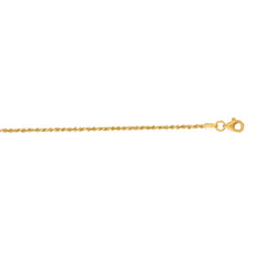 14K Yellow Gold 10 1.6mm Royal Rope Chain Anklet with Lobster Lock