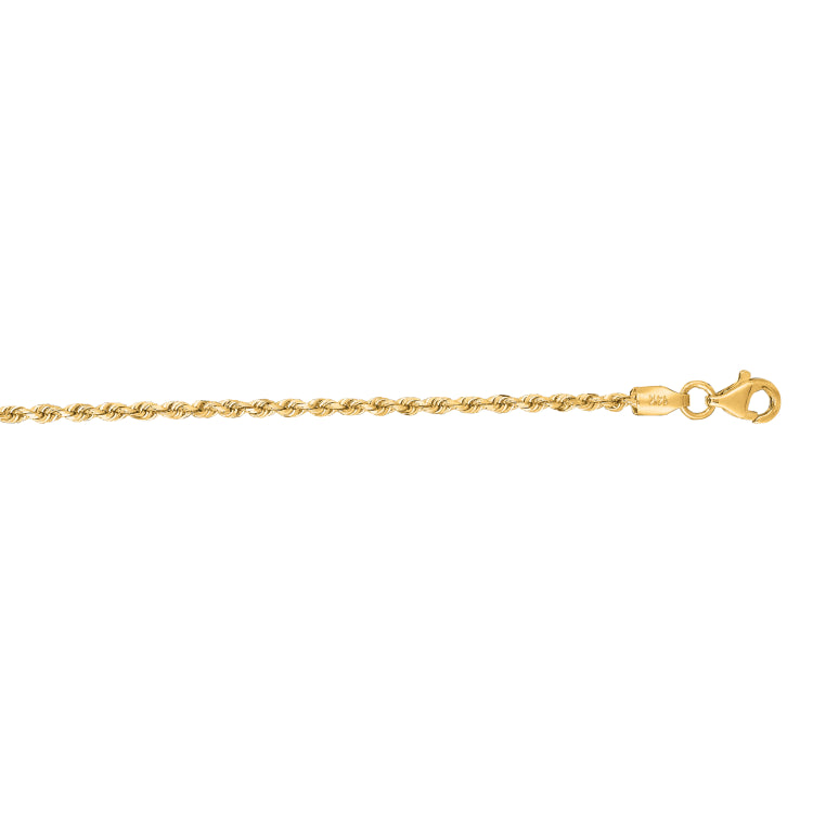 14K Yellow Gold 22 1.8mm Royal Rope Chain with Lobster Lock